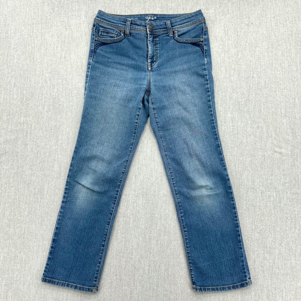 Style & Co Jeans Womens 6P Blue Straight Leg Petite Denim Medium Wash Stretch